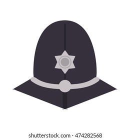 flat design english police custodian helmet icon vector illustration