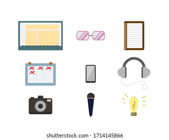 Diseño plano, equipo para trabajar desde casa