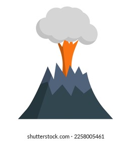 Flat design erupting volcano icon. Vector.