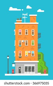 Flat design european colorful apartment illustration vector