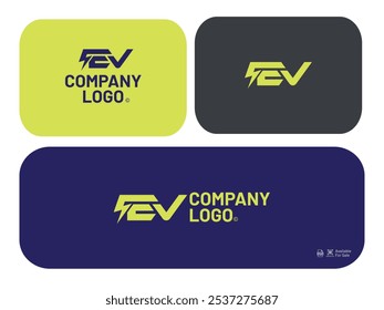 Modelo de logotipo EV de design plano