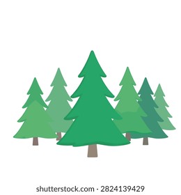 Flat design of evergreen pine trees with pointed tops