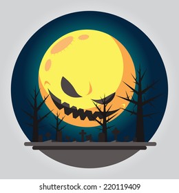 Flat design of evil moon illustration vector