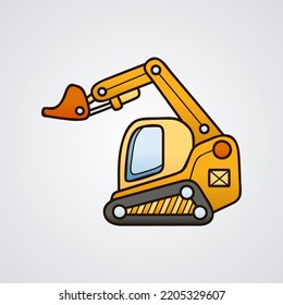 Flat design excavator construction machinery