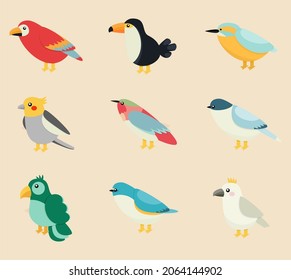 Flat Design Exotic Birds Collection