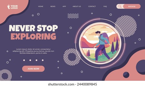 Flat design exploring landing page vector design in eps 10