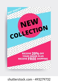 Flat design eye catching sale website banner template. Bright colorful vector illustrations for social media, posters, email, print, mobile phoned designs, ads, promotional material. Yellow Pink Blue