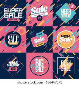 Flat design eye catching sale website banners for mobile phone. Vector illustrations for social media banners, posters, email and newsletter designs, ads, promotional material.