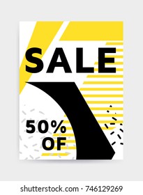 Flat design eye catching sale website banner template. Bright colorful vector illustrations for social media, posters, email, print, mobile phoned designs, ads, promotional material. Yellow Pink Blue