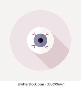 Flat design eyeball icon with long shadow