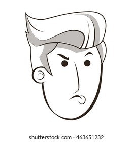 flat design face of angry man icon vector illustration
