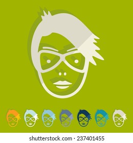 Flat design: face girl