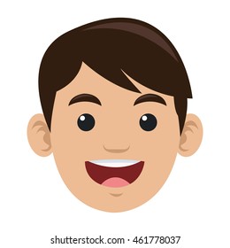 Flat Design Face Of Happy Man Icon Vector Illustration