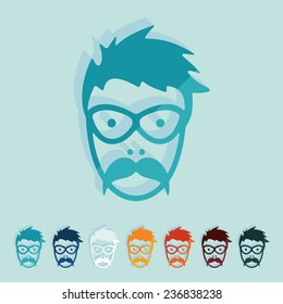 Flat design: face male