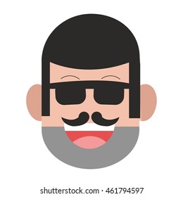 flat design face of man with facial hair icon vector illustration