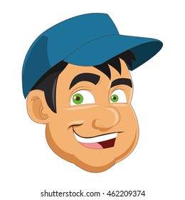 flat design face of man wearing hat icon vector illustration