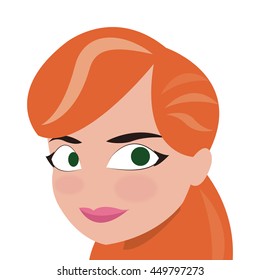 flat design face of red hair woman icon vector illustration