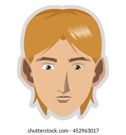 flat design face of young blonde man icon vector illustration