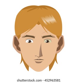 flat design face of young blonde man icon vector illustration