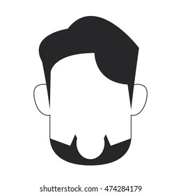 flat design faceless bearded man portrait icon vector illustration