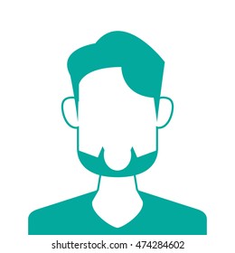 flat design faceless bearded man portrait icon vector illustration
