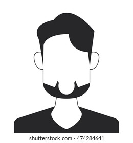flat design faceless bearded man portrait icon vector illustration