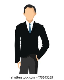 flat design faceless businessman icon vector illustration