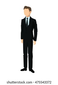 flat design faceless businessman icon vector illustration