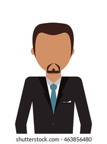 flat design faceless man with facial hair wearing suit icon vector illustration