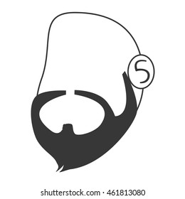 flat design faceless man head with facial hair icon vector illustration