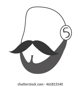 flat design faceless man head with facial hair icon vector illustration