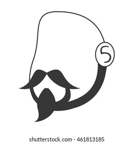 flat design faceless man head with facial hair icon vector illustration