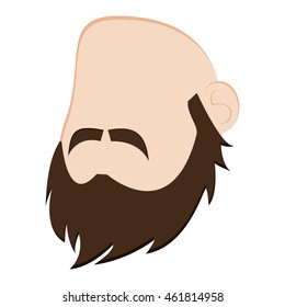 flat design faceless man head with facial hair icon vector illustration
