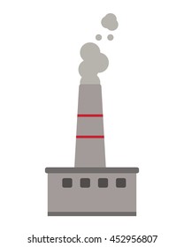 flat design factory chimney icon vector illustration