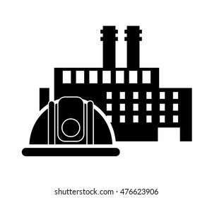 flat design factory and helmet icon vector illustration vector illustration