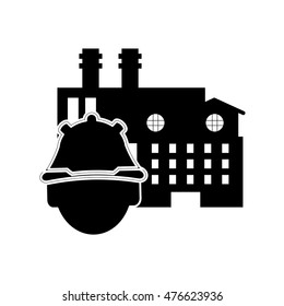 flat design factory and helmet icon vector illustration vector illustration