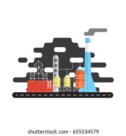 Flat design factory icon flat. Industrial building icon. Flat illustration of industrial building icon. Vector illustration.