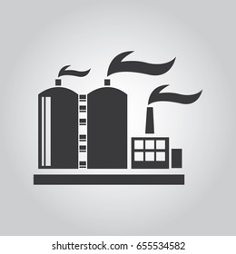 Flat design factory icon flat. Industrial building icon. Flat illustration of industrial building icon. Vector illustration.