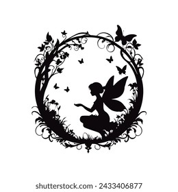 flat design fairy silhouette design vector illustration