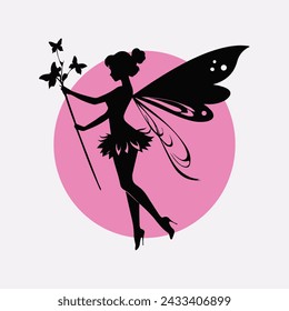 flat design fairy silhouette design vector illustration