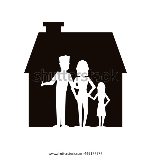 flat design family and house pictogram icon
vector illustration