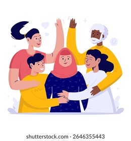 Projeto plano de apoio familiar um ao outro, Apoio de amizade, Ilustração de vetor