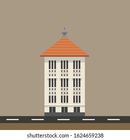 A flat design of famous colonial landmark called Jasindo Building located in Old Town of Jakarta, Indonesia.