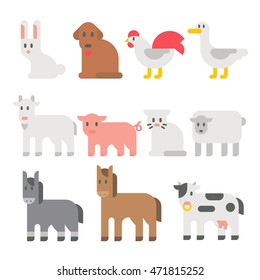 Flat design farm animal set illustration vector