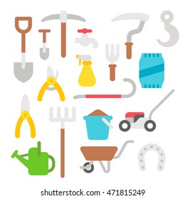 Flat design farmer tools set illustration vector