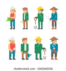 Flat design farmers set illustration vector