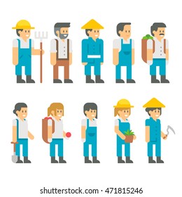 Flat design farmers set illustration vector
