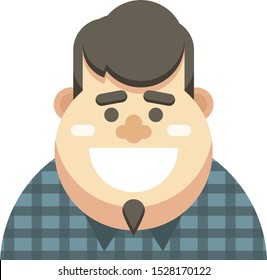 Flat Design Fat and Happy Man Character, Male illustration