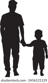 Flat design father and son silhouette