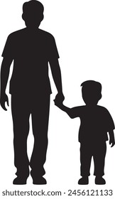 Flat design father and son silhouette